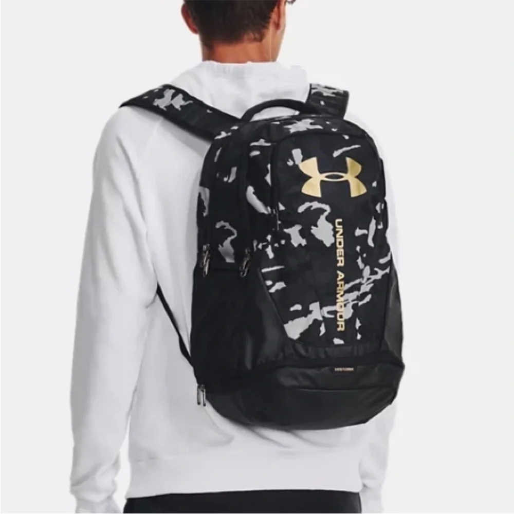 {Under Armour} UA Hustle Backpack in Camo Black / Metallic Gold - NWT